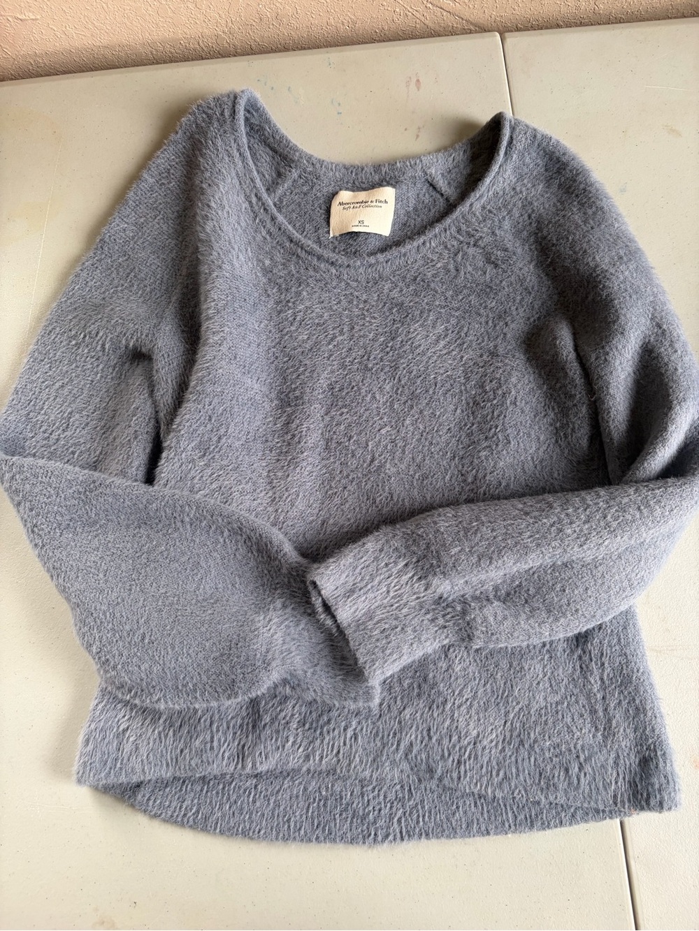 Abercrombie Soft A&F Plush Fuzzy Eyelash Knit Sweater Light Blue Cozycore Size X